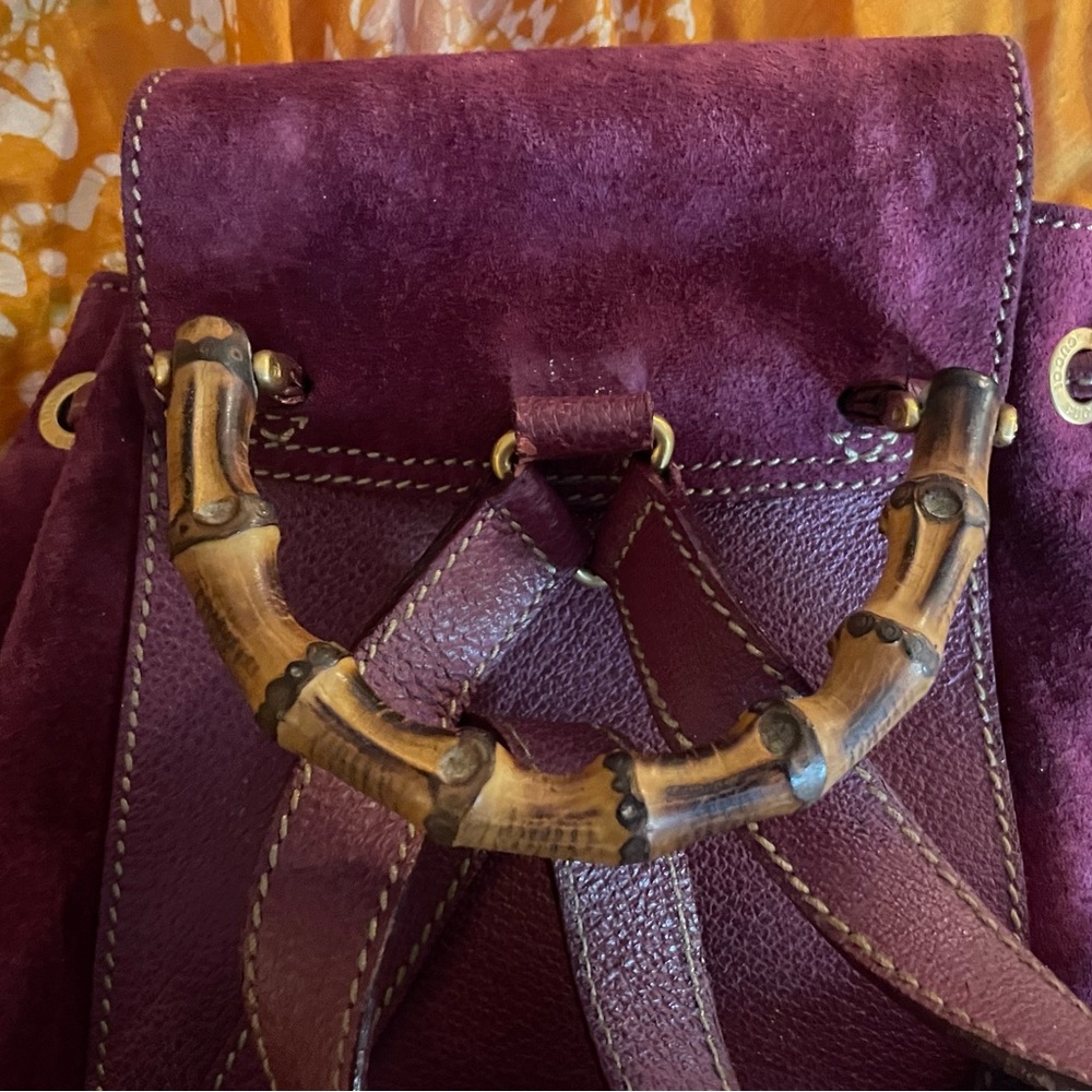 Rare Gucci purple Tom Ford era bamboo backpack. EUC with no noted flaws! - Picture 7 of 14